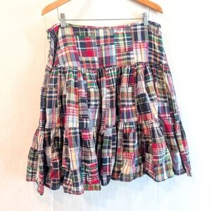AMERICAN LIVING Colorful Plaid Tiered Ruffle Twirl Skirt Country Cowgirl Size 14